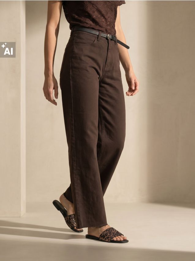 Sinsay - Culotte din denim cu curea - maro