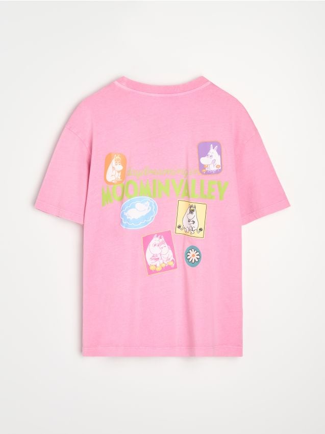 Sinsay - Tricou din bumbac cu mânecă scurtă The Moomins - roz