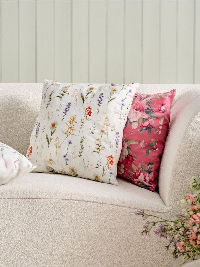 Sinsay - Pernă decorativă cu flori - crem