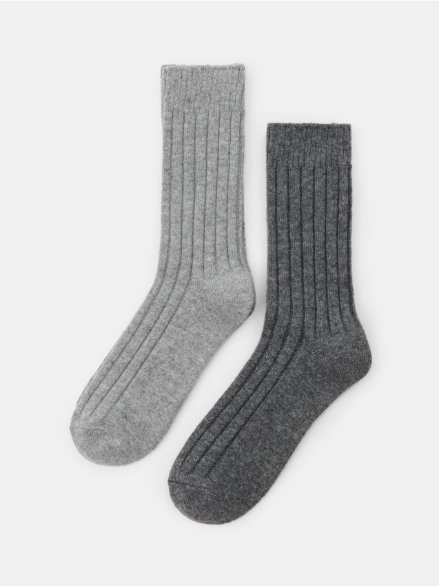 Sinsay - Visoke rebraste čarape s dodatkom vune 2 pack