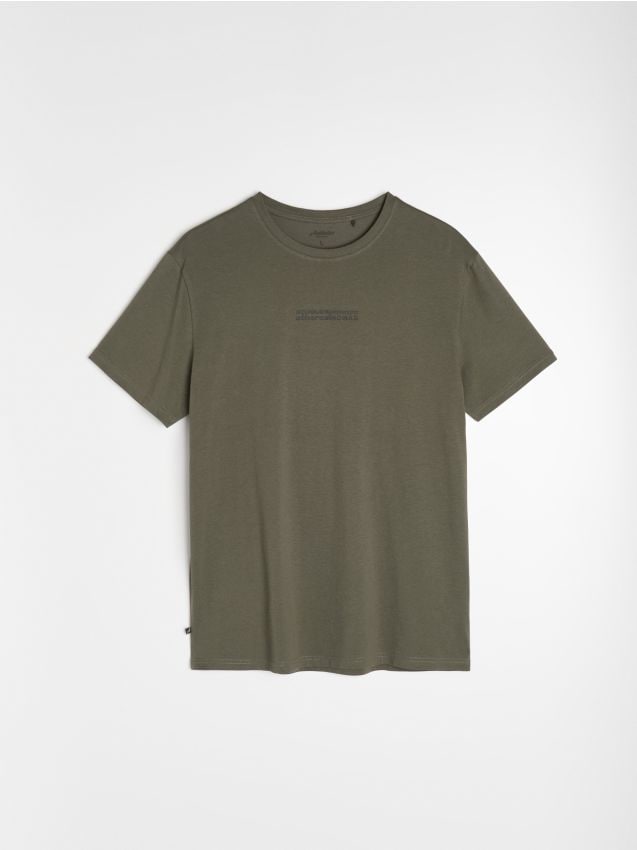 Sinsay - Tricou din bumbac cu inscripție - kaki