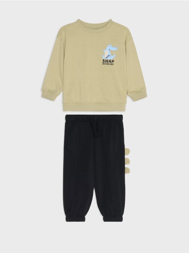 Sinsay - Komplet s pamukom: crewneck dukserica i jogger hlače s motivom dinosaura