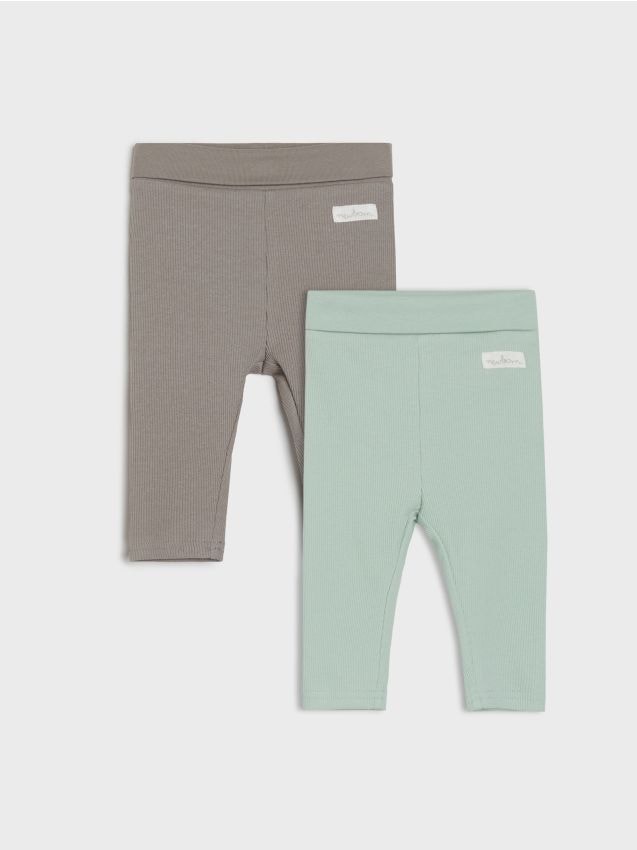 Sinsay - Legginguri riglate 2 pachete - verde-pal