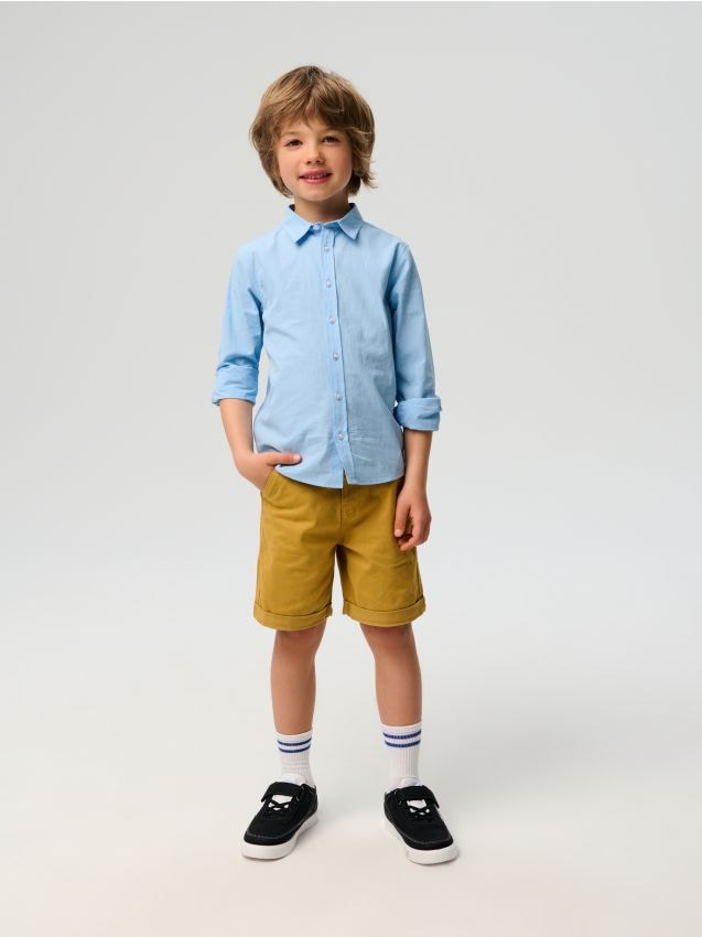 Sinsay - Szorty jeansowe z podwijanymi nogawkami - żółty