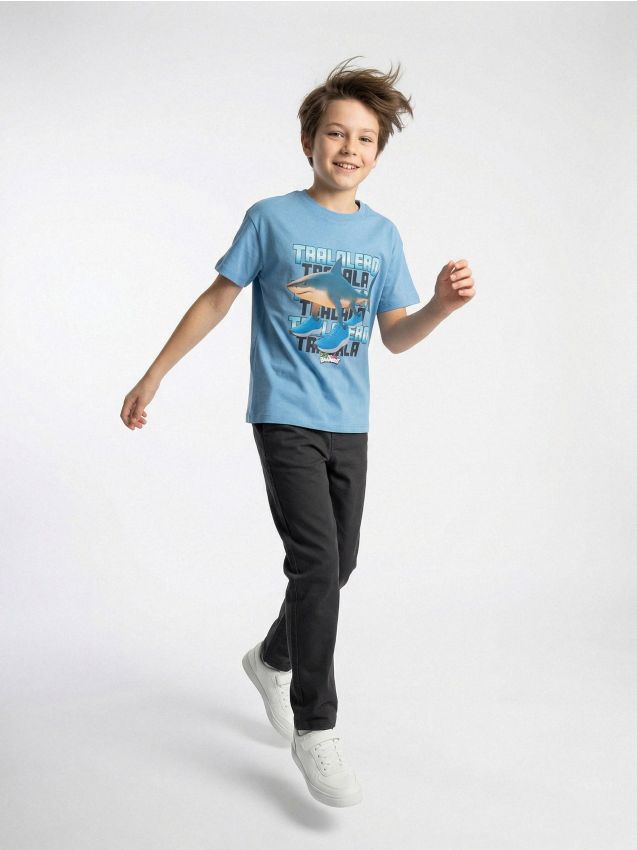 Sinsay - Tricou din bumbac cu imprimeu Italian Brainrot Tralalero Tralala - albastru