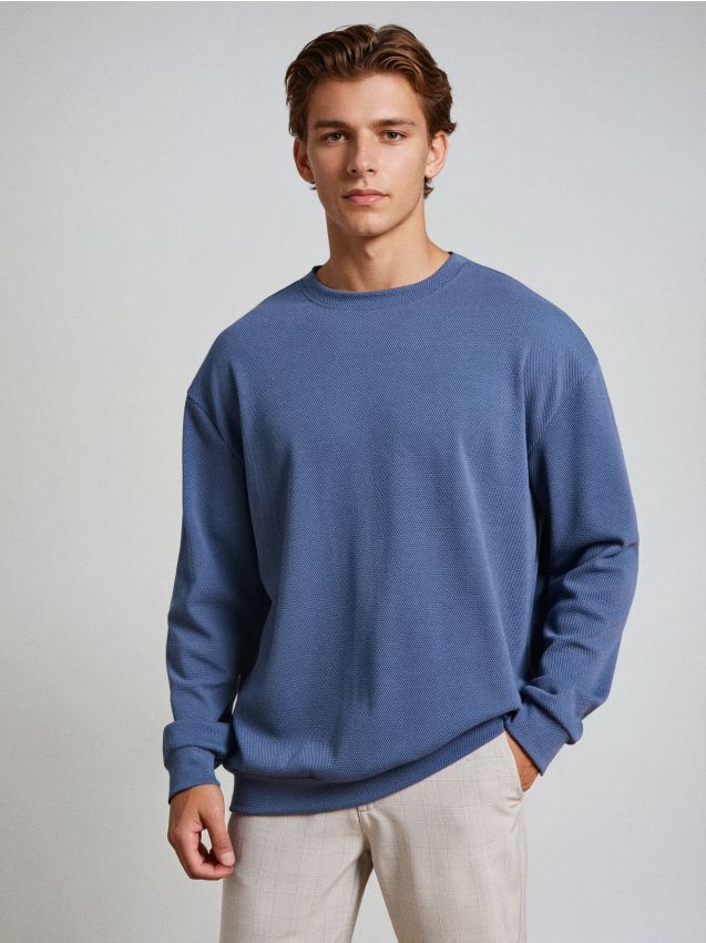 Sinsay Sinsay - Φούτερ με στρογγυλή λαιμόκοψη - μπλε