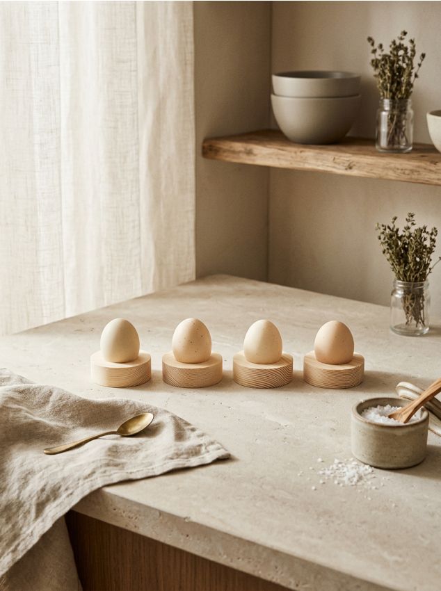 Sinsay - Suporturi din lemn pentru ouă 4 pack - bej