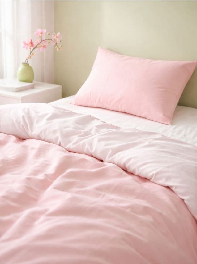 Sinsay - Set de lenjerie de pat din bumbac uni - roz-pastel