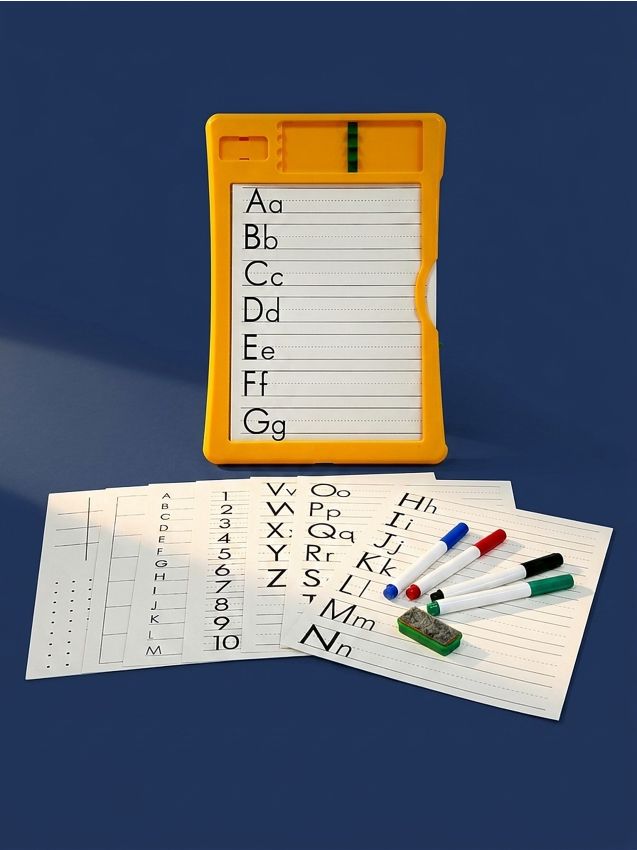 Sinsay - Set educativ pentru exersarea scrisului cu tablă, carduri și markere 15 pack - multicolor