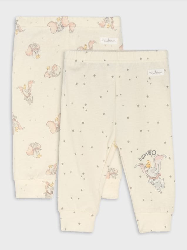 Sinsay - Set 2 colanți din bumbac Dumbo - crem