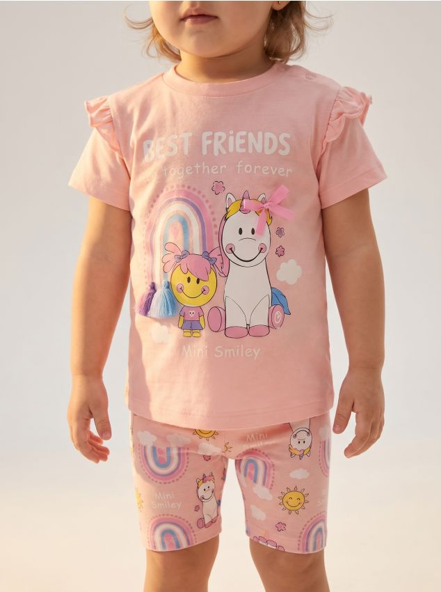 Sinsay - Tricou din bumbac cu imprimeu Mini Smiley - nude