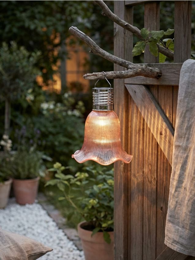 Sinsay - Lampă solară LED cu abajur striat - corai