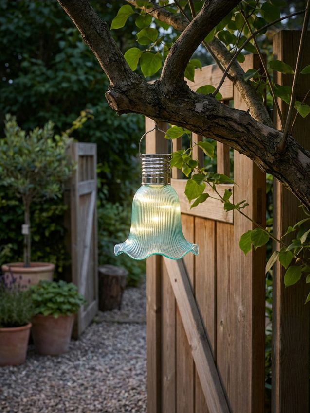 Sinsay - Lampă solară LED cu abajur striat - acvamarin