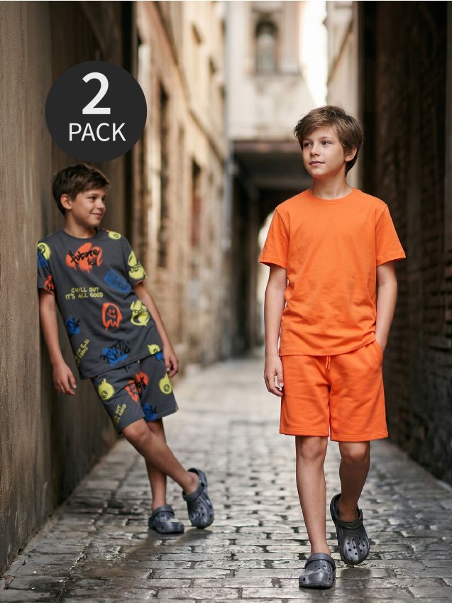 Sinsay - Tricouri din bumbac cu imprimeu graffiti 2 pack - multicolor