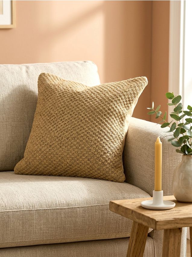 Sinsay - Husă decorativă pentru pernă cu textură împletită - bej