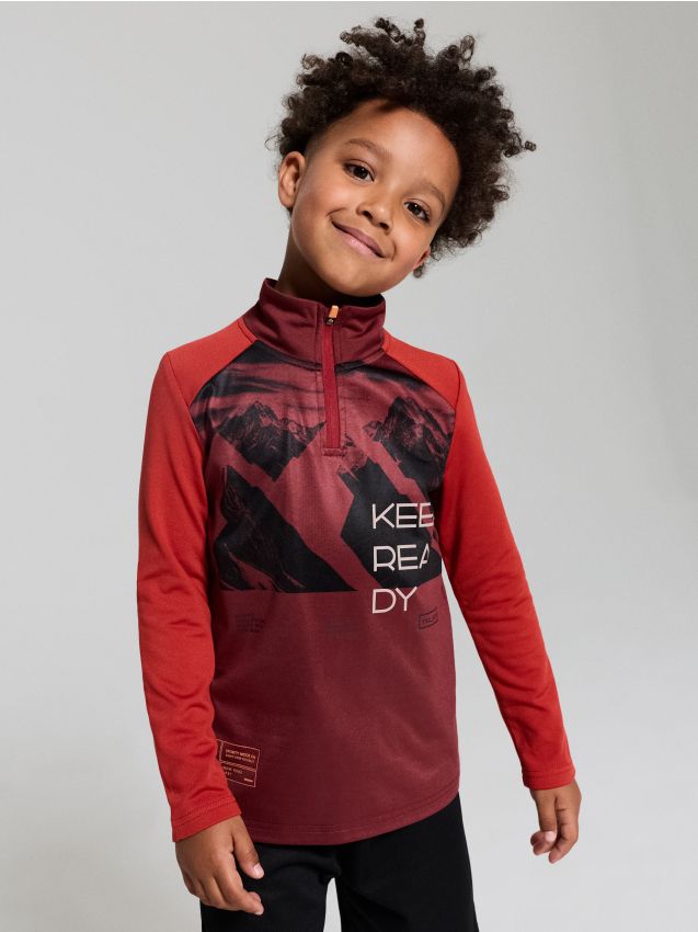 Sinsay - Tricou sport cu mânecă lungă din bumbac Active - bordo