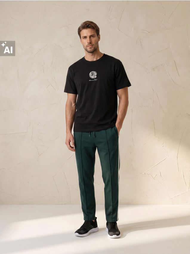 Sinsay - Tricou din bumbac cu imprimeu - negru
