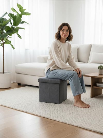 Пуф із функцією зберігання та бічною кишенею