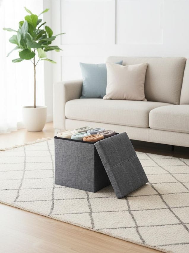 Sinsay - Taburet cu spațiu de depozitare și buzunar lateral - bej