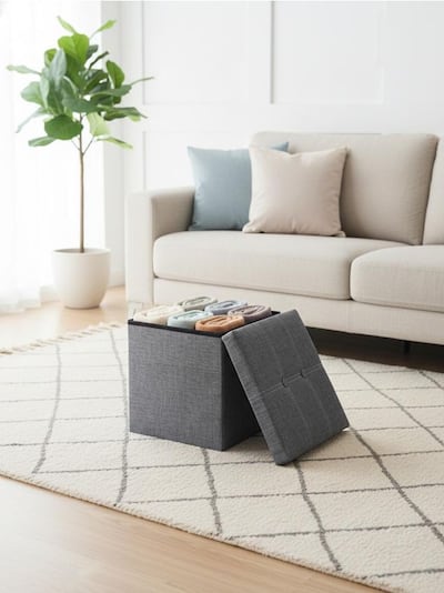 Пуф із функцією зберігання та бічною кишенею