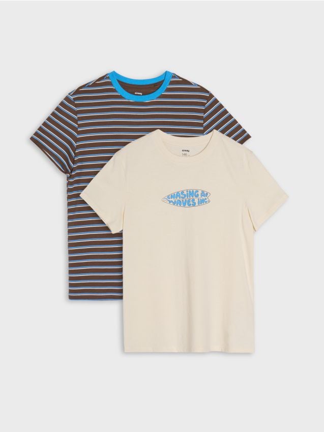 Sinsay - Tricouri din bumbac cu imprimeu 2 buc - multicolor