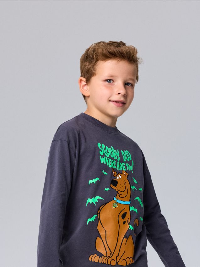 Sinsay - Tricou din bumbac cu motiv de Halloween Scooby Doo - gri-închis