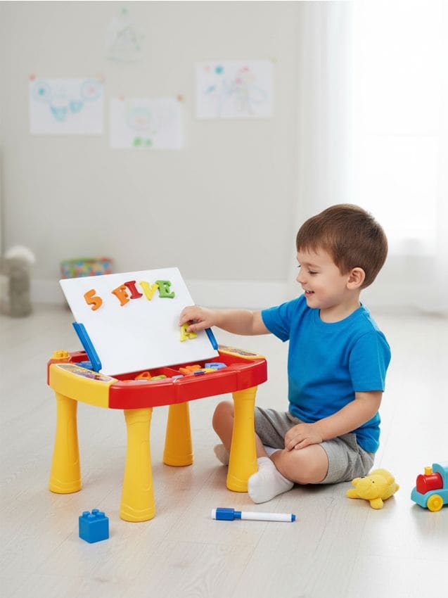 Sinsay - Jucărie – Măsuță educativă cu tablă de scris, cuburi și litere - multicolor