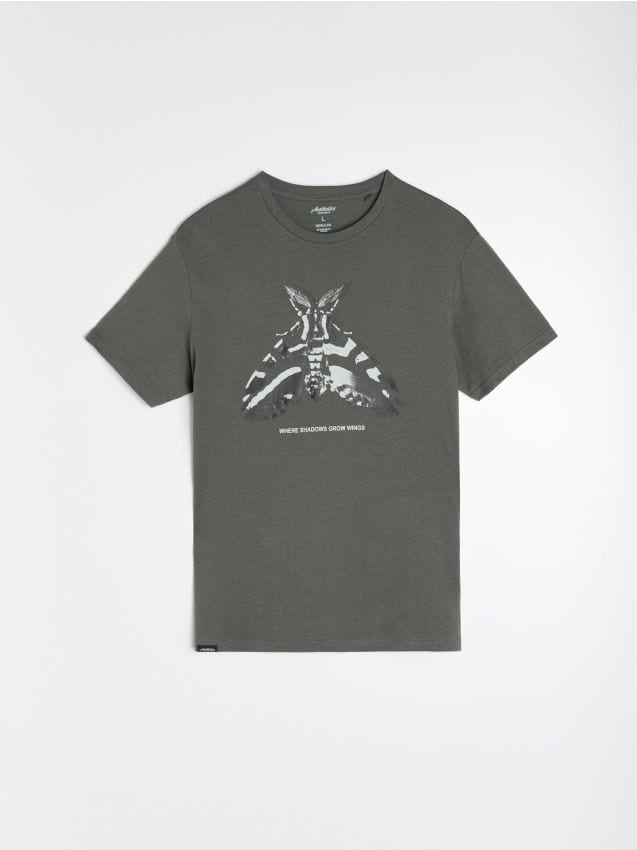 Sinsay - Tricou din bumbac cu imprimeu - kaki