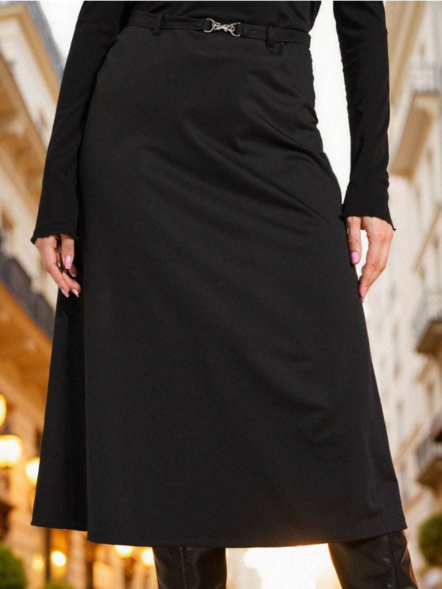 Sinsay - Rozšírená midi sukňa s opaskom - čierna