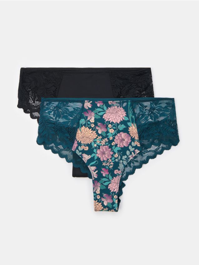 Sinsay - Brazílske nohavičky s vysokým pásom – balenie 2 ks - viacfarebná