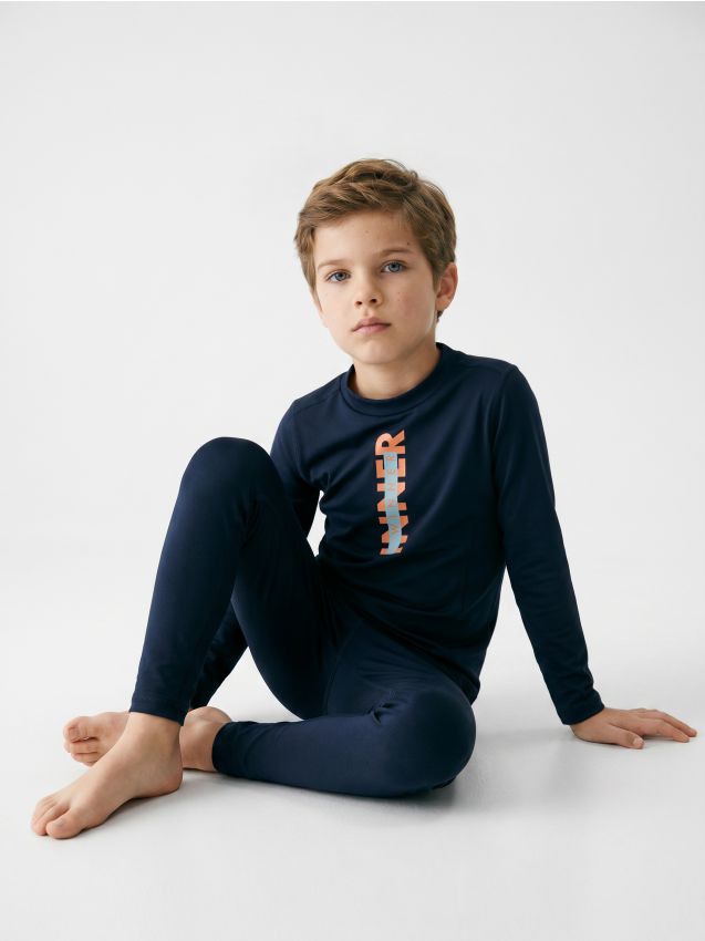 Sinsay - Set termic: tricou și colanți Active - bleumarin