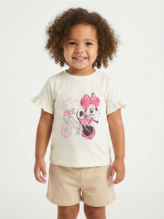 Sinsay - Tricou din bumbac cu imprimeu Minnie Mouse - crem