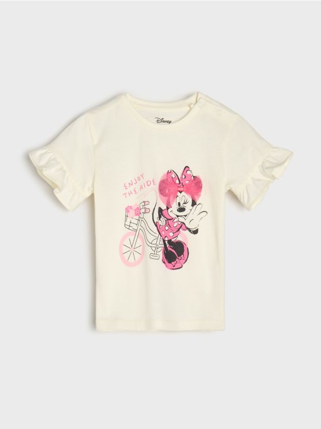 Sinsay - Tricou din bumbac cu imprimeu Minnie Mouse - crem