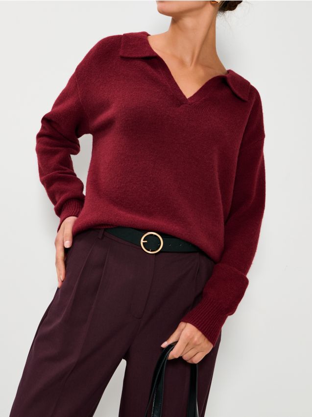 Sinsay - Sveter s golierom - burgundská červená