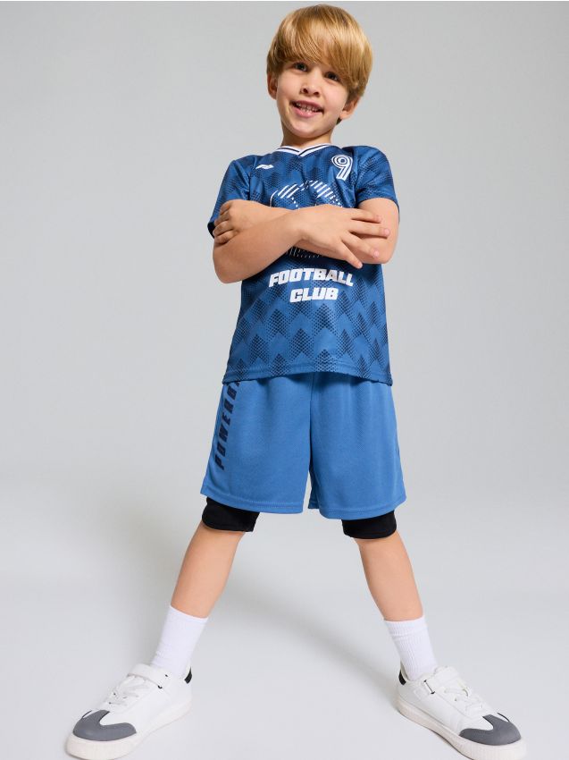 Sinsay - Set Sportiv Active: Tricou și Pantaloni Scurți cu Colanți - indigo