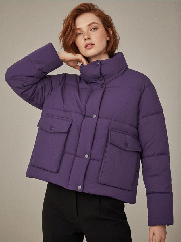 Sinsay - Pikowana kurtka puffer - fioletowy