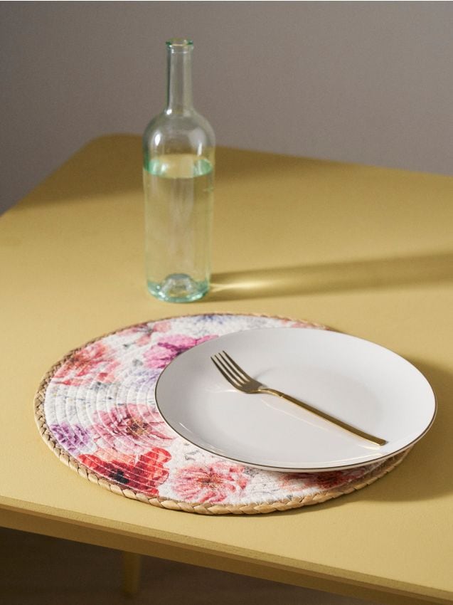 Sinsay - Suport de masă rotund împletit cu model floral - multicolor