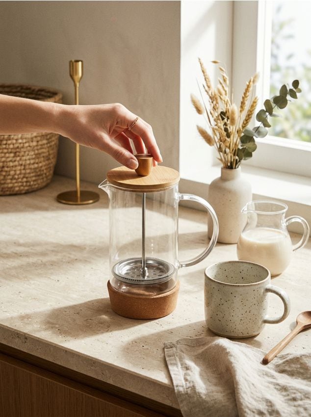 Sinsay - Făcător de ceai tip French Press - bej