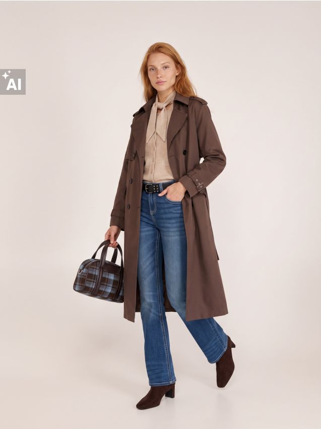 Sinsay - Jeansy flare z efektem sprania low waist - granatowy