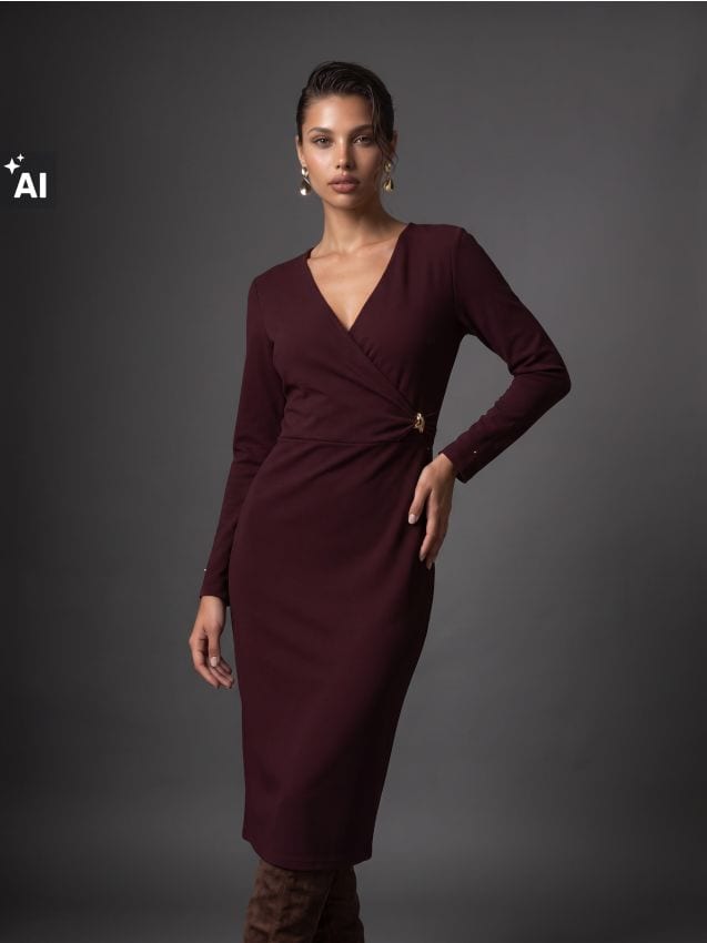 Sinsay - Rochie midi cu cataramă decorativă - mahon