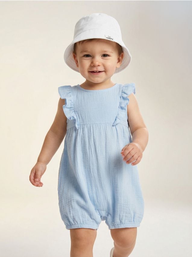 Sinsay - Salopetă de vară cu volane decorative - Gri-albăstrui