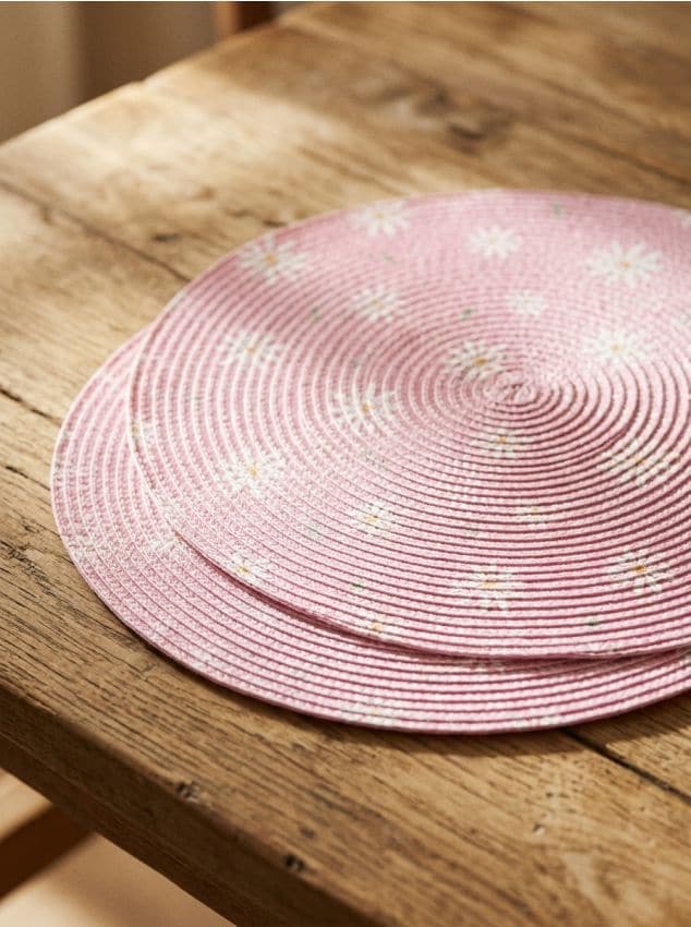 Sinsay - Suporturi de masă împletite cu motiv floral 2 pack - roz