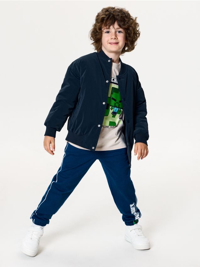 Sinsay - Pantaloni de trening jogger Minecraft - bleumarin