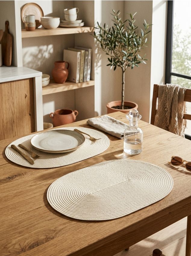 Sinsay - Suporturi de masă împletite, set de 2 - crem