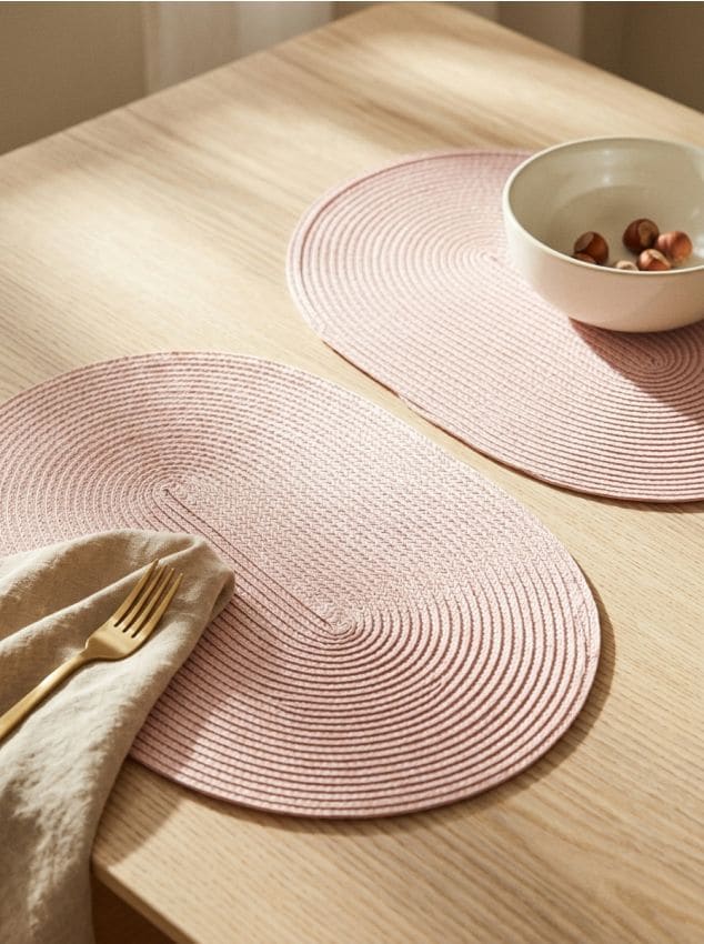 Sinsay - Suporturi de masă împletite, set de 2 - roz-pastel