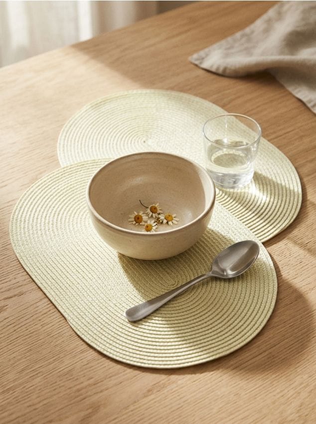 Sinsay - Suporturi de masă împletite, set de 2 - verde-pal