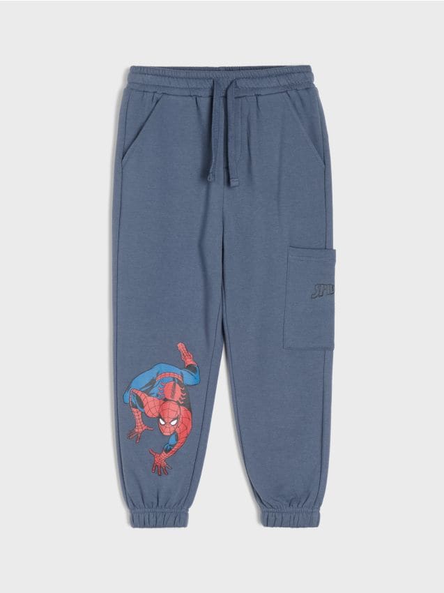 Sinsay - Pantaloni din bumbac jogger Spider-Man - indigo