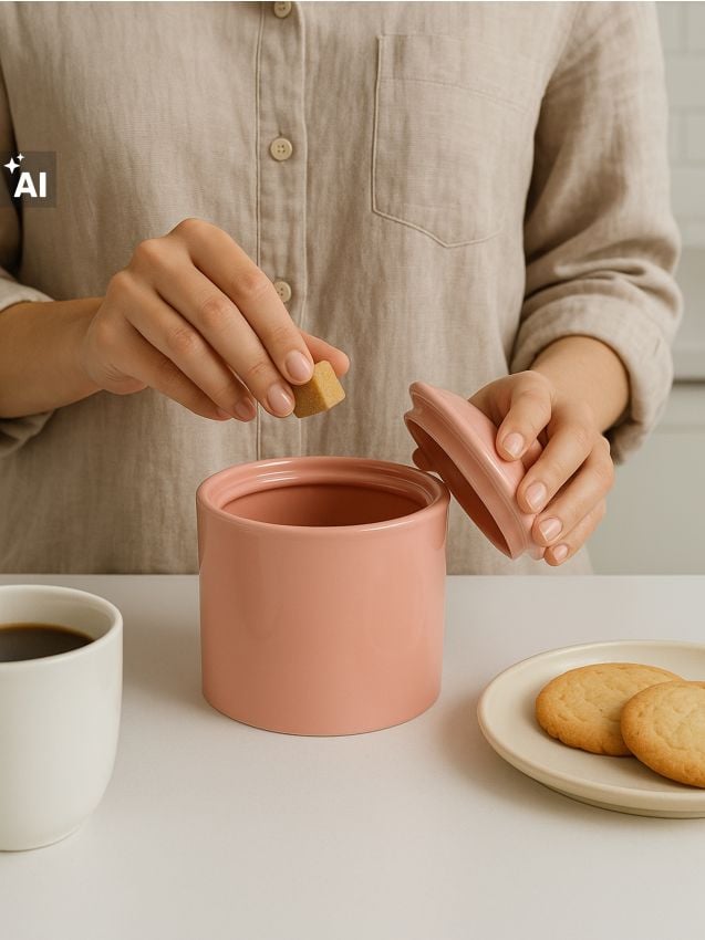 Sinsay - Recipient ceramic pentru alimente cu capac - roz-pastel