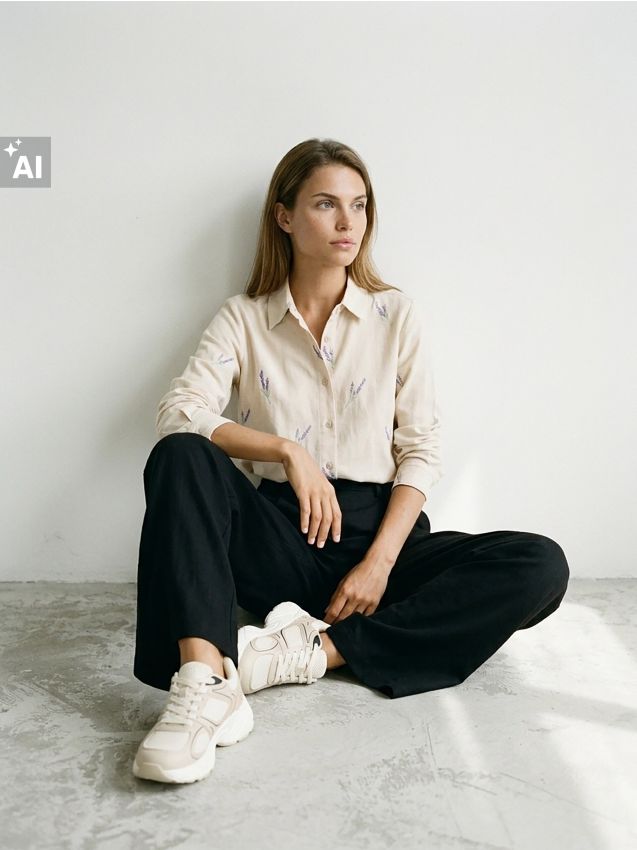 Sinsay - Cămașă regular fit brodată din viscoză și amestec de in - multicolor