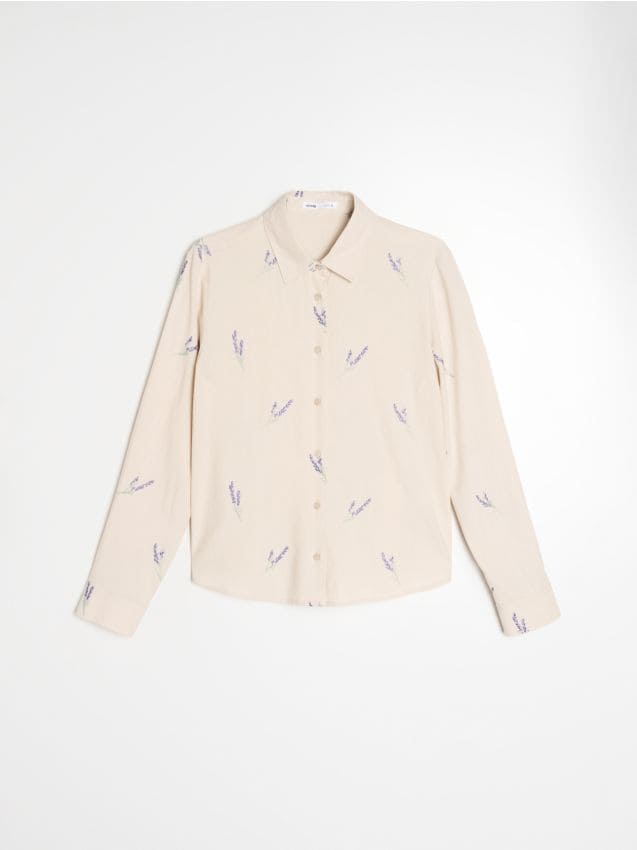 Sinsay - Cămașă regular fit brodată din viscoză și amestec de in - multicolor
